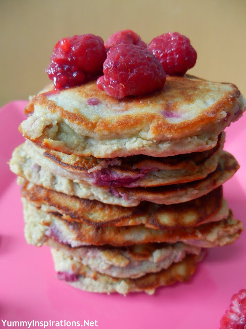 Grain Free Berry Pancakes Recipe - Easy Paleo Friendly Breakfast pancakes with coconut flour