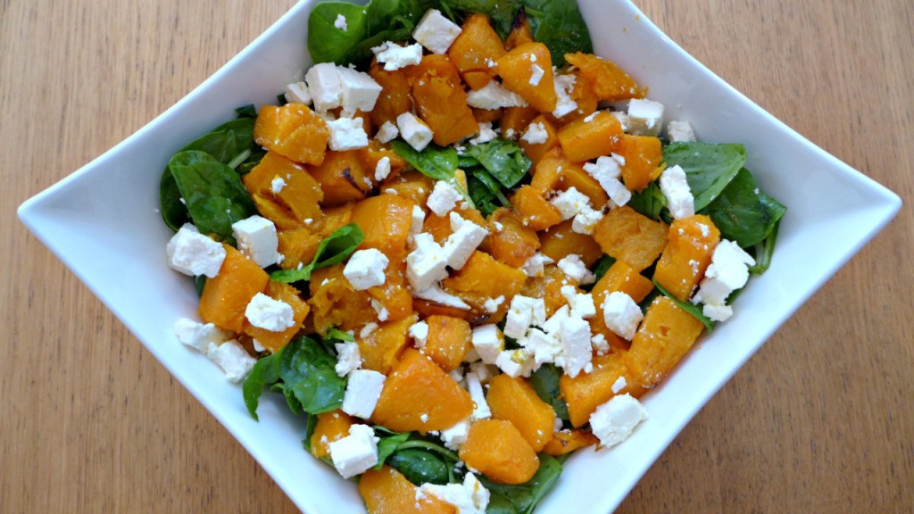 Roasted Pumpkin with Spinach and Feta Salad Recipe