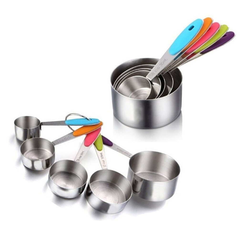 Ipow 5 PCS Solid Sturdy Stainless Steel Stackable Measuring Cups